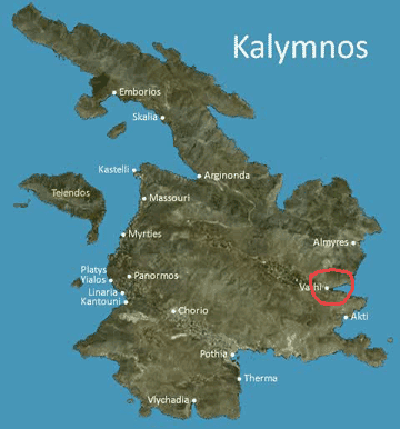 Kalymnos, with Vathi ringed